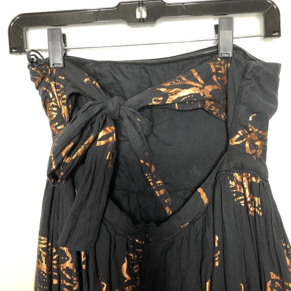 Free People Baja Babe Midi Dress Black Gold Small. Good condition. - Picture 7 of 10